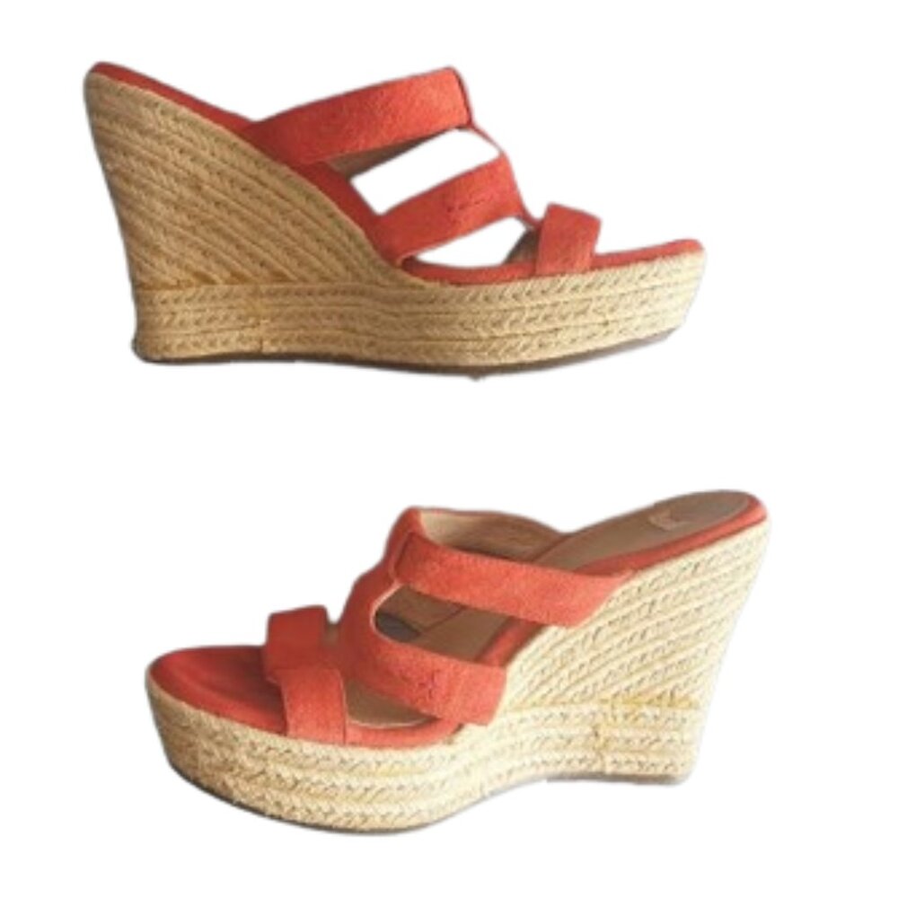 UGGS Orange Suede Wedges / Platform Sandals Size 9.5